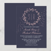 Faire-part de mariage Couronne florale rose et ble (Devant / Derrière)