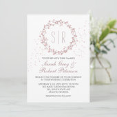 Faire-part de mariage Couronne florale rose poussi (Debout devant)