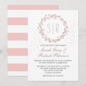 Faire-part de mariage Couronne florale rose poussi (Devant / Derrière)