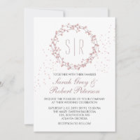 Faire-part de mariage Couronne Florale Rose Poussi