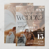 Faire-part de mariage couverture de magazine blanc (Devant / Derrière)