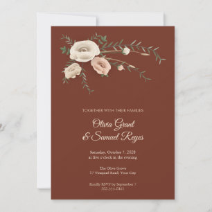 Faire-part de mariage Cream Rose Olive Spray
