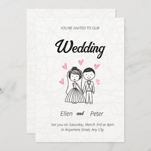 Faire-part de mariage créative (Devant / Derrière)