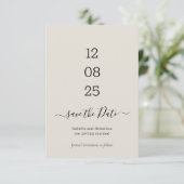 Faire-part de mariage crème à date neutre (Debout devant)