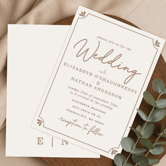 Faire-part de mariage crème à l'écriture élégante