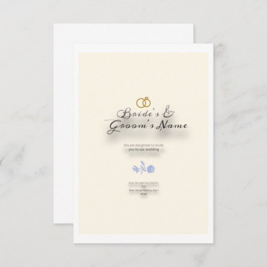 Faire-part de mariage crème avec texte brun, un do (Devant / Derrière)