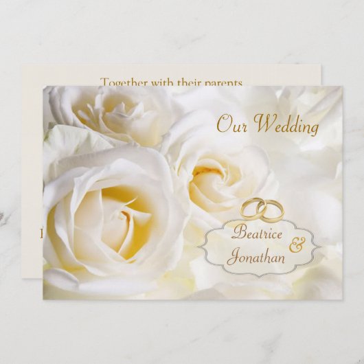 Faire-part de mariage crème blanc magnifique de (Devant / Derrière)