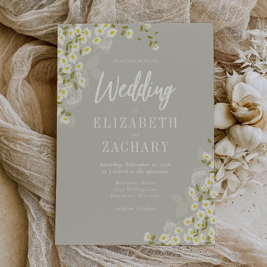 Faire-part de mariage crème floral rustique beige
