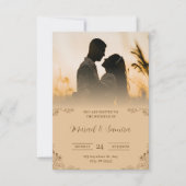 Faire-part de mariage crème simple et marron (Devant)