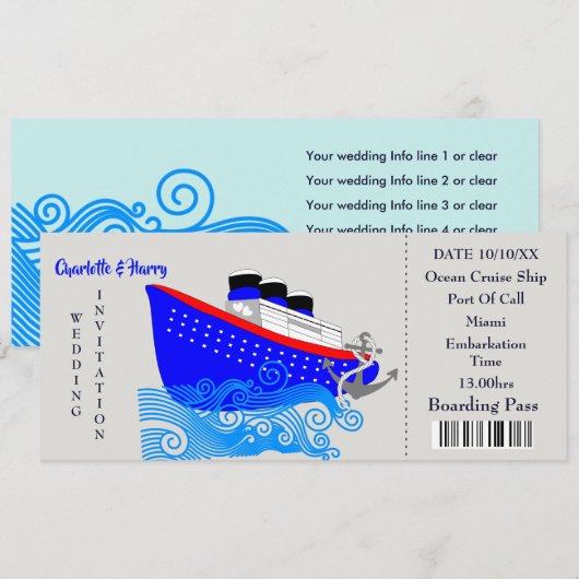 Faire-part de mariage croisière de destination de  (Devant / Derrière)