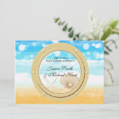 Faire-part de mariage croisière en mer bateau plag (Debout devant)