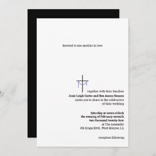Faire-part de mariage croix et tissu