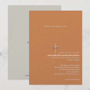 Faire-part de mariage croix et tissu