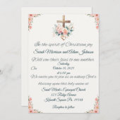 Faire-part de mariage croix, Roses et anneaux (Devant / Derrière)