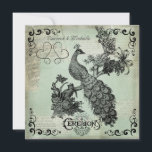 Faire-part de mariage Crosshatch Peacock Turquoise<br><div class="desc">Notre faire-part de mariage de carré personnalisable Soft Turquoise Crosshatch Vintage Peacock est une invitation parfaite pour tous ceux qui aiment les designs vintages et les paons. Avec un joli arrière - plan turquoise en croix, tourbillonne sur les quatre coins avant, un paon vintage, des coeurs et des espaces, vous...</div>