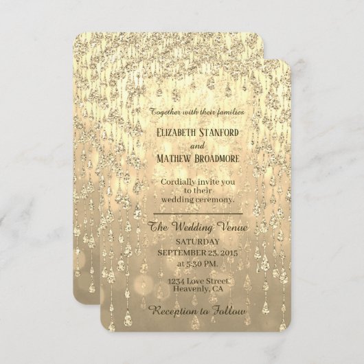 Faire-part de mariage | Crystal Or (Devant / Derrière)