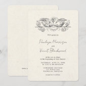 Faire-part de mariage Cygnes d'amour (Devant / Derrière)