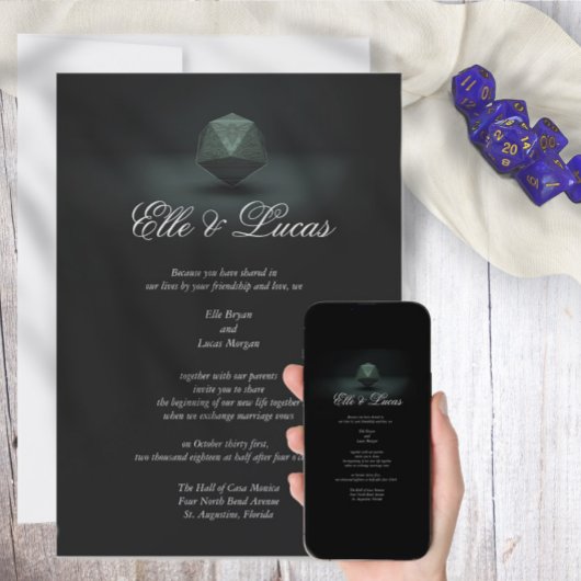 Faire-part de mariage D20 Moth sombre