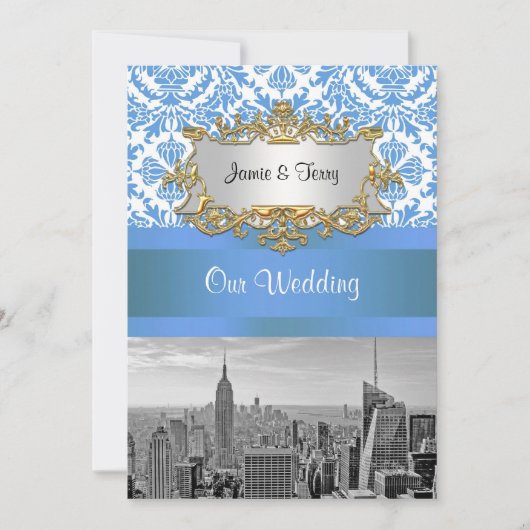 Faire-part de mariage D4 Damask NYC SNYC Skyline N (Devant)