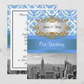 Faire-part de mariage D4 Damassé NYC SNYC Skyline  (Devant / Derrière)