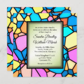 Faire-part de mariage d'accents vert en mosaïque d (Devant / Derrière)