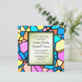 Faire-part de mariage d'accents vert en mosaïque d (Debout devant)