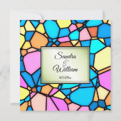 Faire-part de mariage d'accents vert en mosaïque d (Dos)