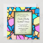 Faire-part de mariage d'accents vert en mosaïque d (Devant)