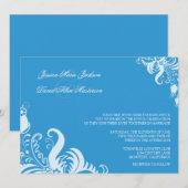 Faire-part de mariage d'accentuation florale bleu  (Devant / Derrière)