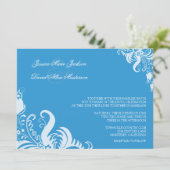 Faire-part de mariage d'accentuation florale bleu  (Debout devant)