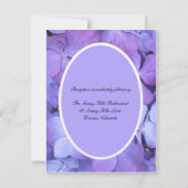 Faire-part de mariage d'accueil Purple Hydrangea (Dos)