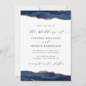 faire-part de mariage d'agate d'or marine et rose (Devant)