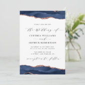 faire-part de mariage d'agate d'or marine et rose (Debout devant)