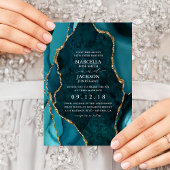 Faire-part de mariage d'Agate en marbre turquoise 