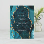 Faire-part de mariage d'Agate en marbre turquoise  (Debout devant)