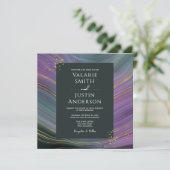 Faire-part de mariage d'agate en pierre bleue et v (Debout devant)