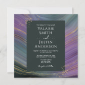 Faire-part de mariage d'agate en pierre bleue et v (Devant)