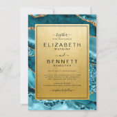Faire-part de mariage d'Agate Turquoise Or Chic (Devant)