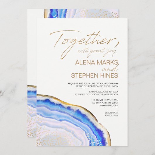 Faire-part de mariage d'âge bleu (Devant / Derrière)