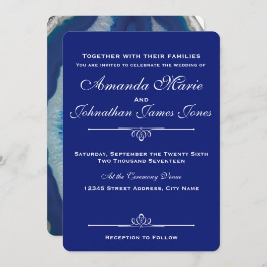 Faire-part de mariage d'âge bleu (Devant / Derrière)