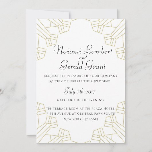 faire-part de mariage d'âge doré blanc (Devant)