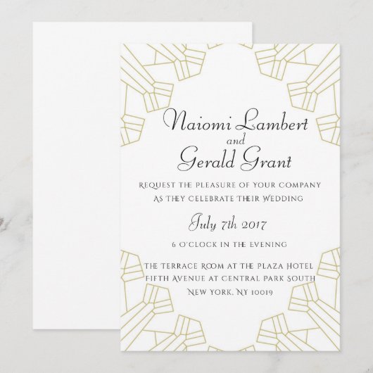 faire-part de mariage d'âge doré blanc (Devant / Derrière)