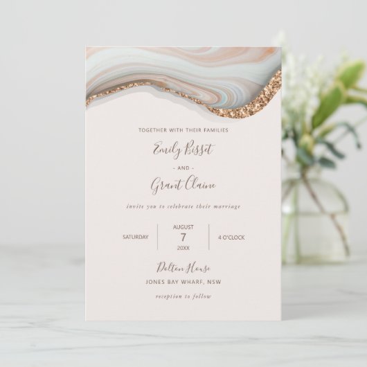 Faire-part de mariage d'âge en marbre naturel (Debout devant)
