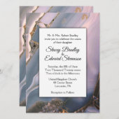 Faire-part de mariage d'âge en marbre rose et gris (Devant / Derrière)