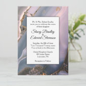 Faire-part de mariage d'âge en marbre rose et gris (Debout devant)
