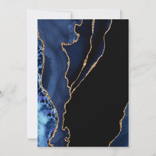 Faire-part de mariage d'âge en or bleu marine (Dos)