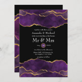 Faire-part de mariage d'âge mauve et or (Devant / Derrière)