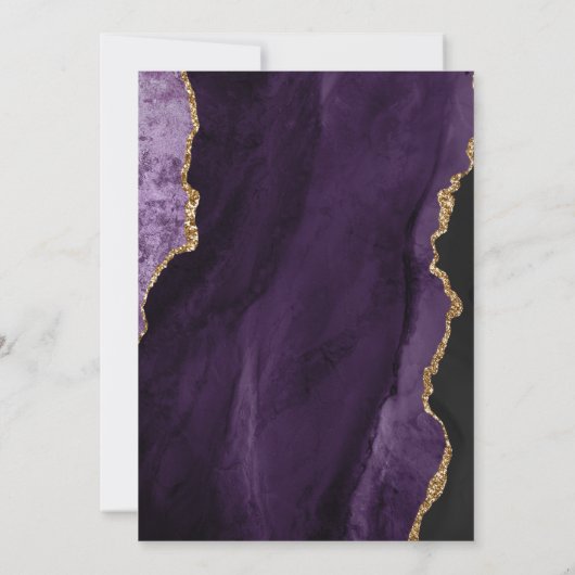 Faire-part de mariage d'âge mauve et or (Dos)