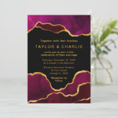 Faire-part de mariage d'âge peint rose et or (Debout devant)