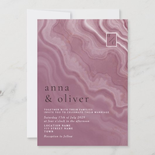 Faire-part de mariage d'âge rose Abstrait (Devant)
